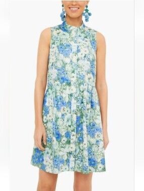 Tuckernuck Jardin De Fleurs Sleeveless Royal Shirt Dress - M